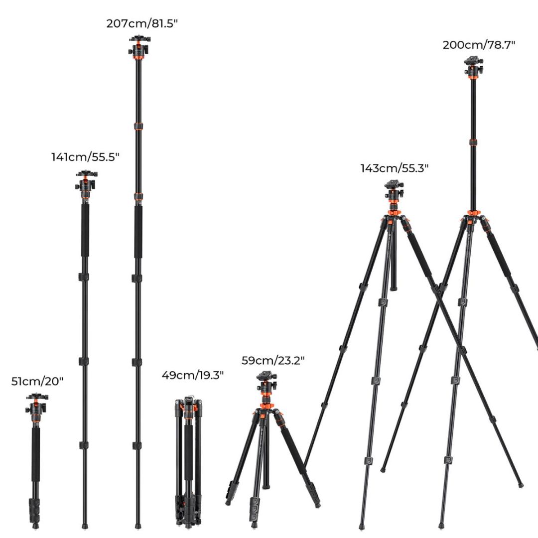 K&F Concept Aluminium tripod (Transverse Center Column) KF09.087V6 - 4